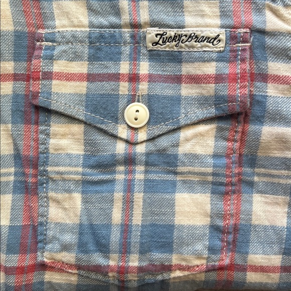 Lucky Brand Men's Blue White Western Sportswear Flannel Shirt 100% Cotton Size S - Picture 7 of 13